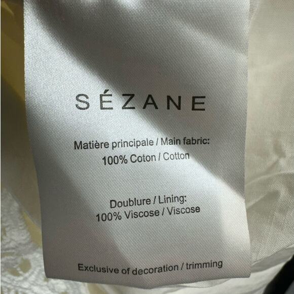 NWT Sezane Sarah Robe Crochet Eyelet 3/4 Sleeve Mini Dress (38) Ecru Cream - Picture 6 of 10